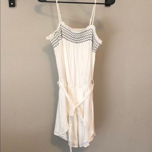Lush brand Smocked top belted romper - White